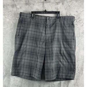 Nike Golf Tour Performance Dri Fit Mens 38 11 Gray Black Plaid Chino Shorts